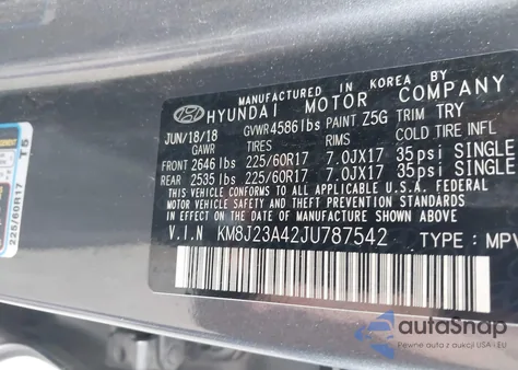 2018 Hyundai Tucson Se из США, поврежденный, VIN KM8J23A42JU787542